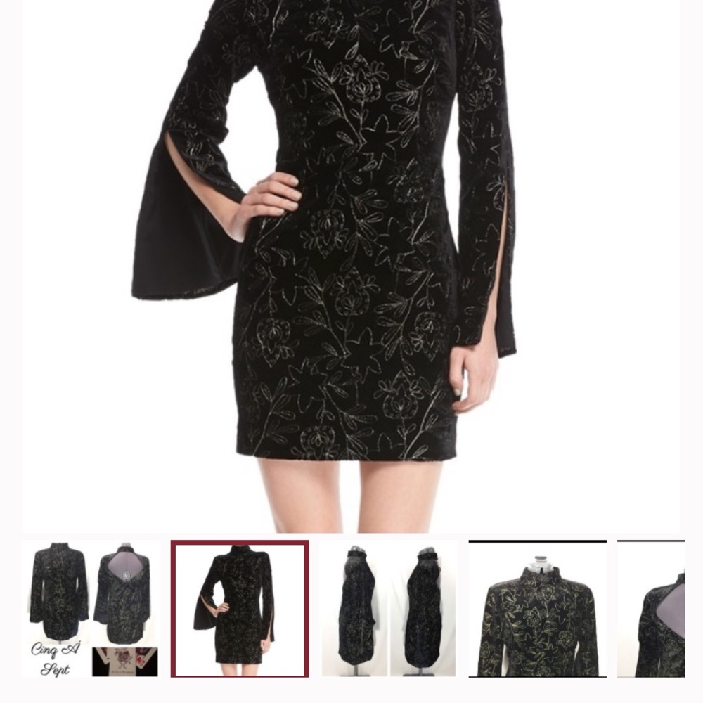 Black velvet dress with gold embroidery